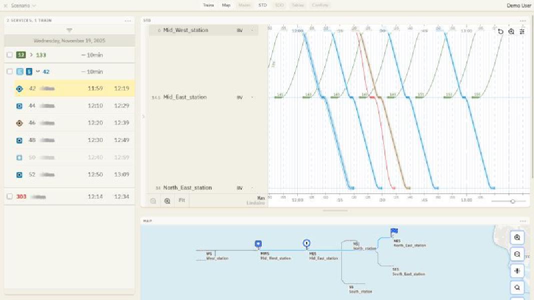 A picture of the graphical user interface of the OSRD System 